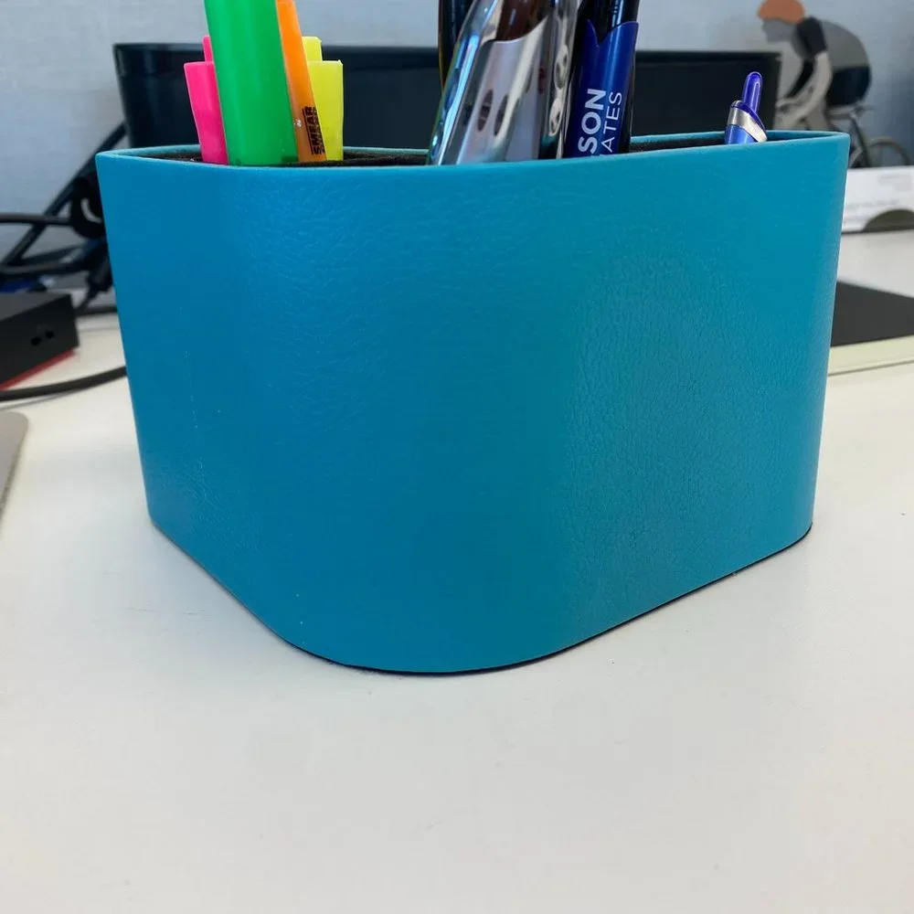 VPACK Magnet Desk Organizer - Pencil Cup Pen Holder Peacock 2 Blue Storage Boxes
